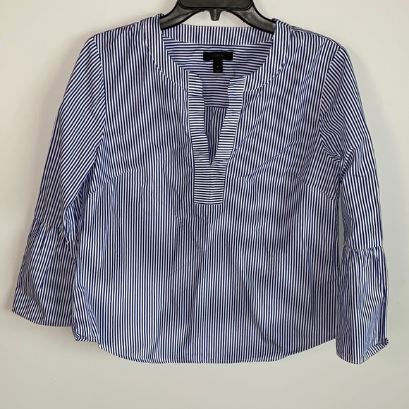J. Crew Tops - J Crew Stripe Bell Sleeve Strip Top